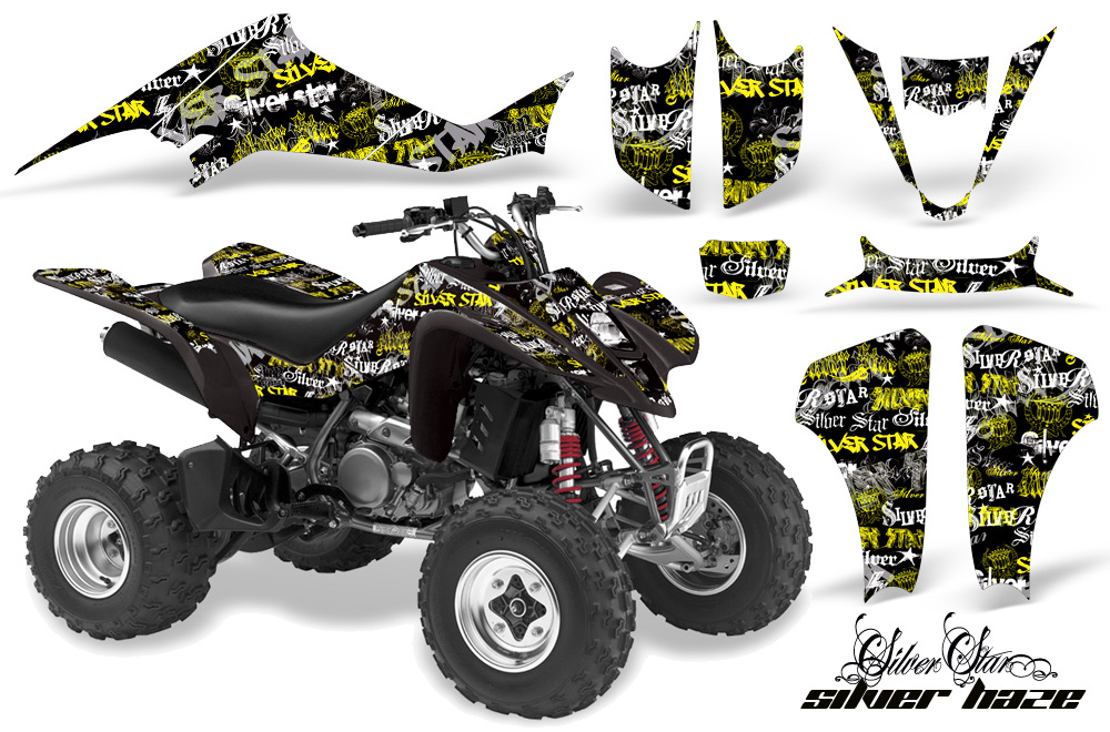 Suzuki LTZ400 03-08 Graphics Kit Silverhaze YellowBlackBG